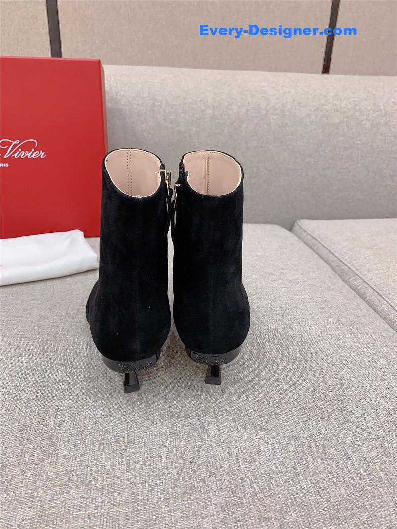 roger u1u1er black suede crystal buckle ankle boots