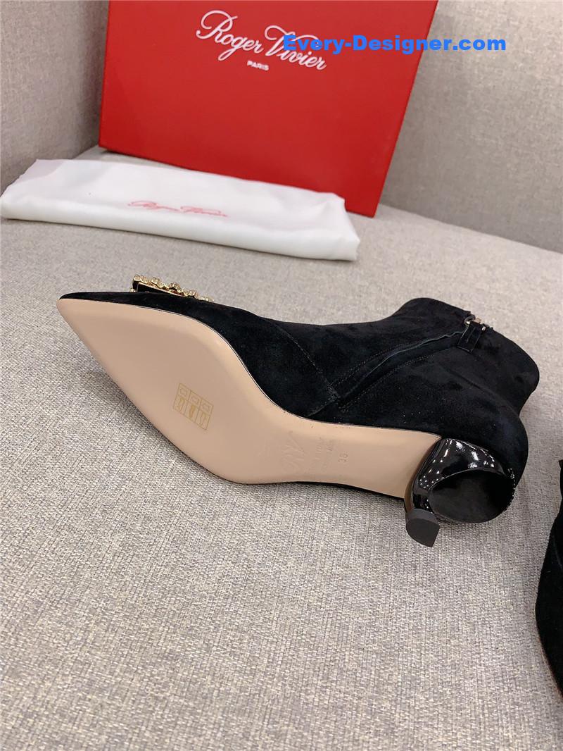 roger u1u1er black suede crystal buckle ankle boots