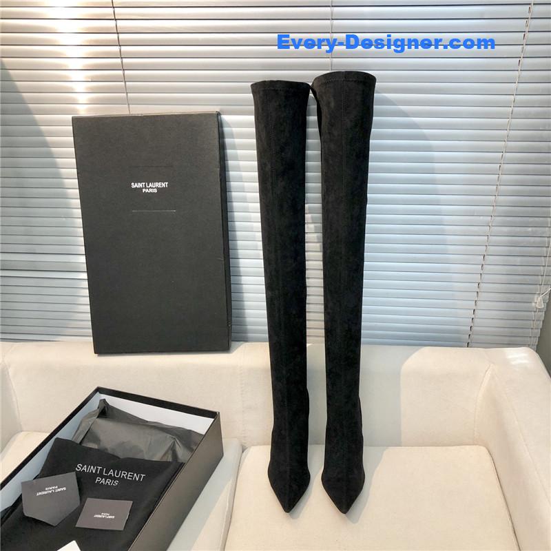 Y51 letter heel pointed toe high heel boots
