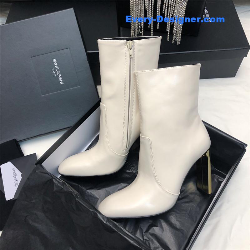 Sa1nt Lau*nt auteuil leather metal heel booties
