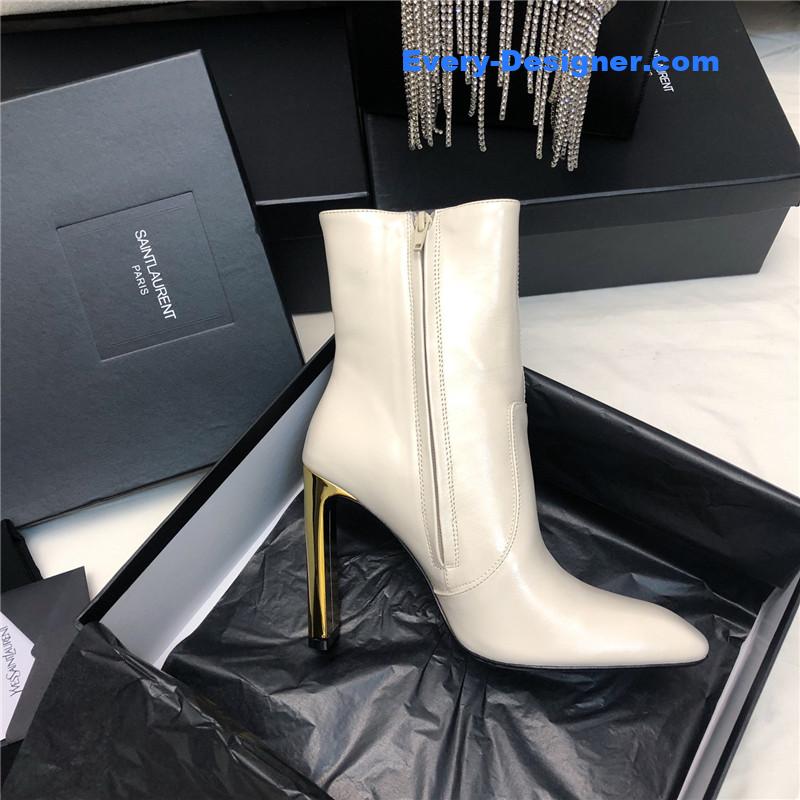 Sa1nt Lau*nt auteuil leather metal heel booties