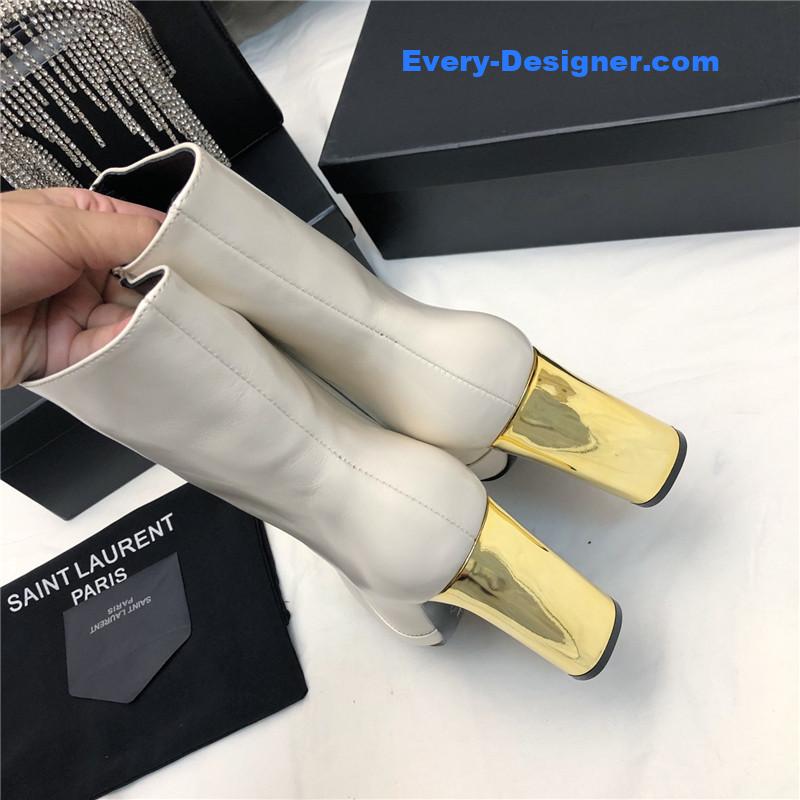 Sa1nt Lau*nt auteuil leather metal heel booties