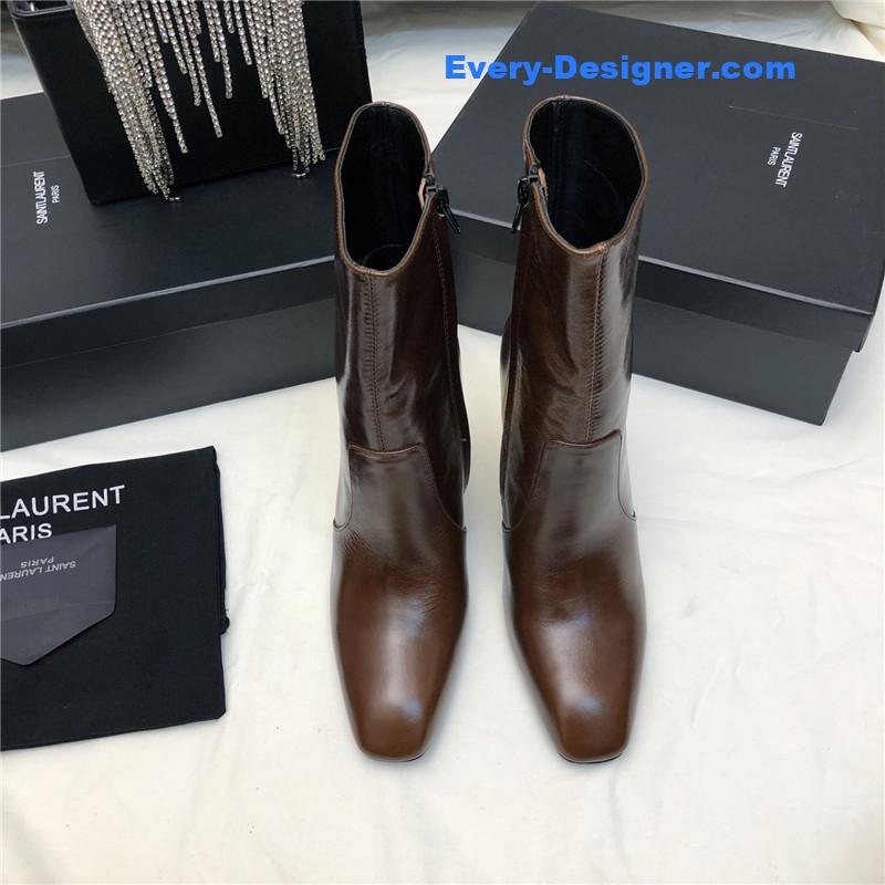 Sa1nt Lau*nt leather high-heeled ankle boots