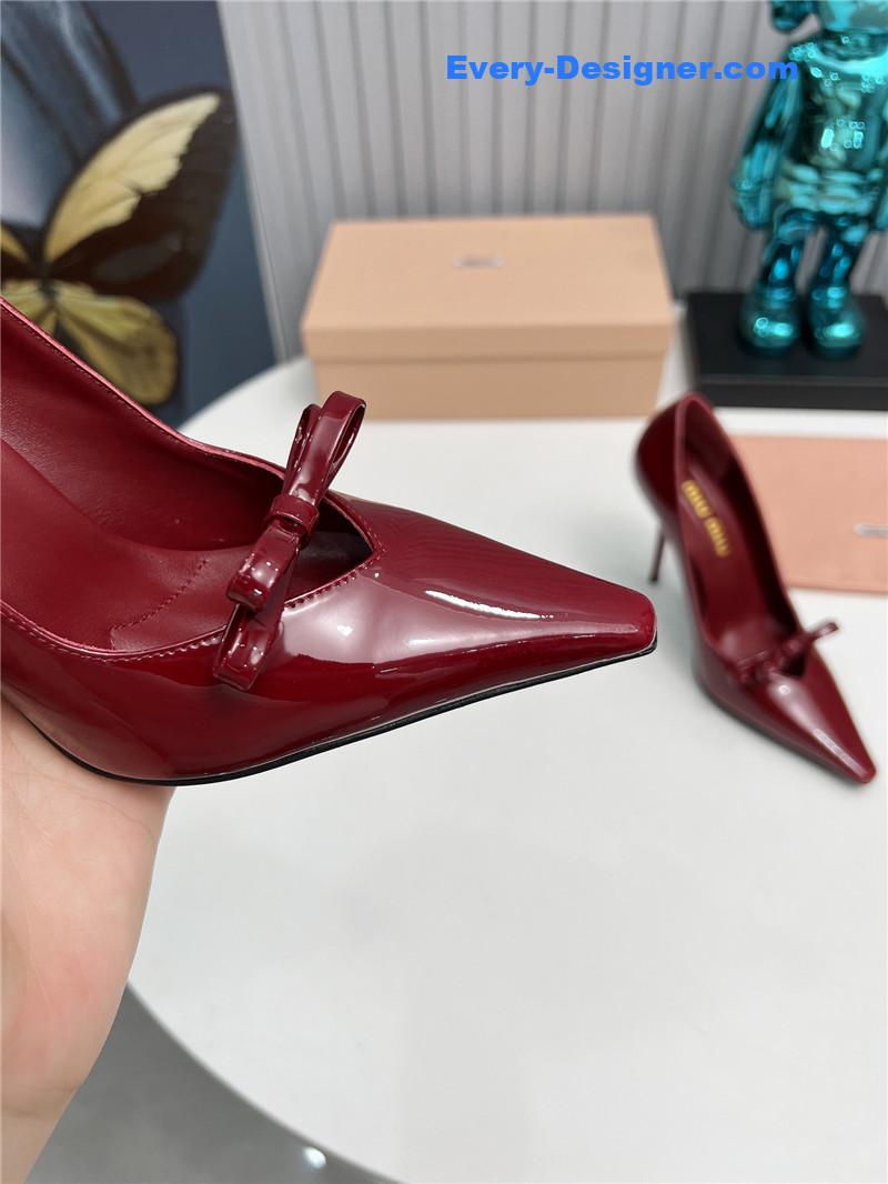 M1um1u new two-color stitching high-heeled sandals