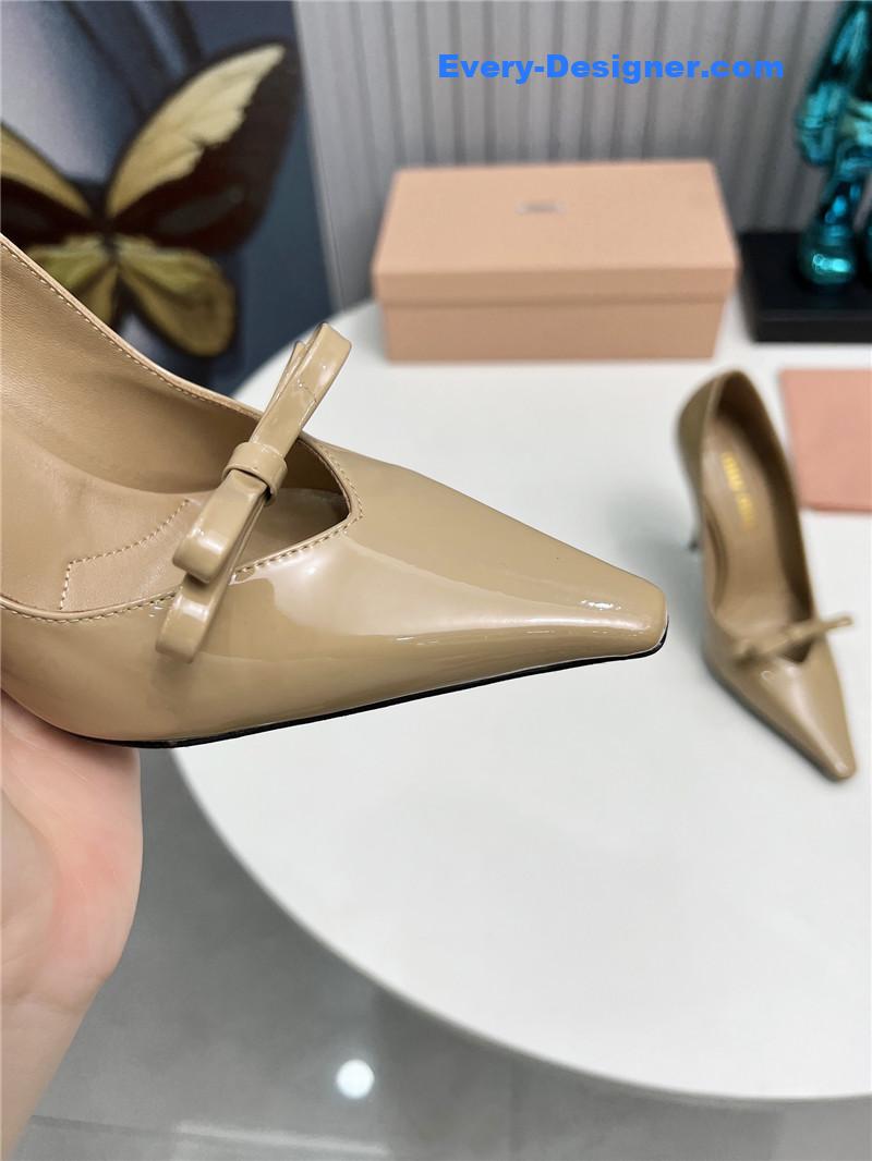 M1um1u new two-color stitching high-heeled sandals