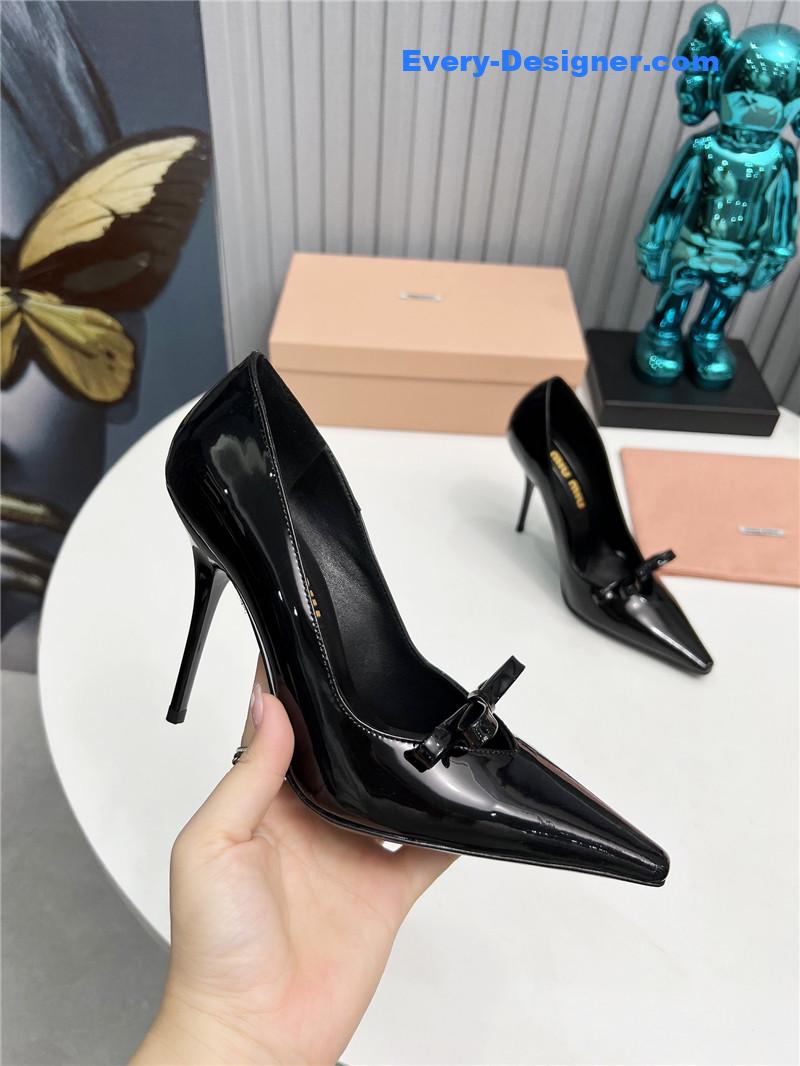 M1um1u new two-color stitching high-heeled sandals