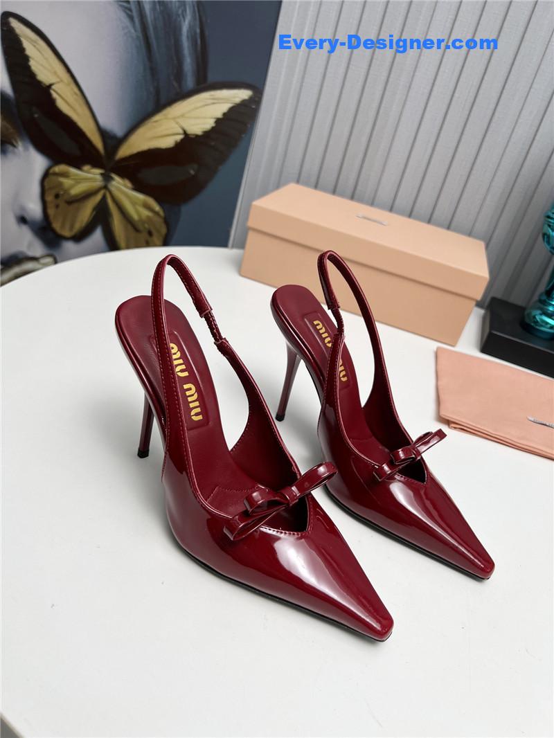 M1um1u new two-color stitching high-heeled sandals