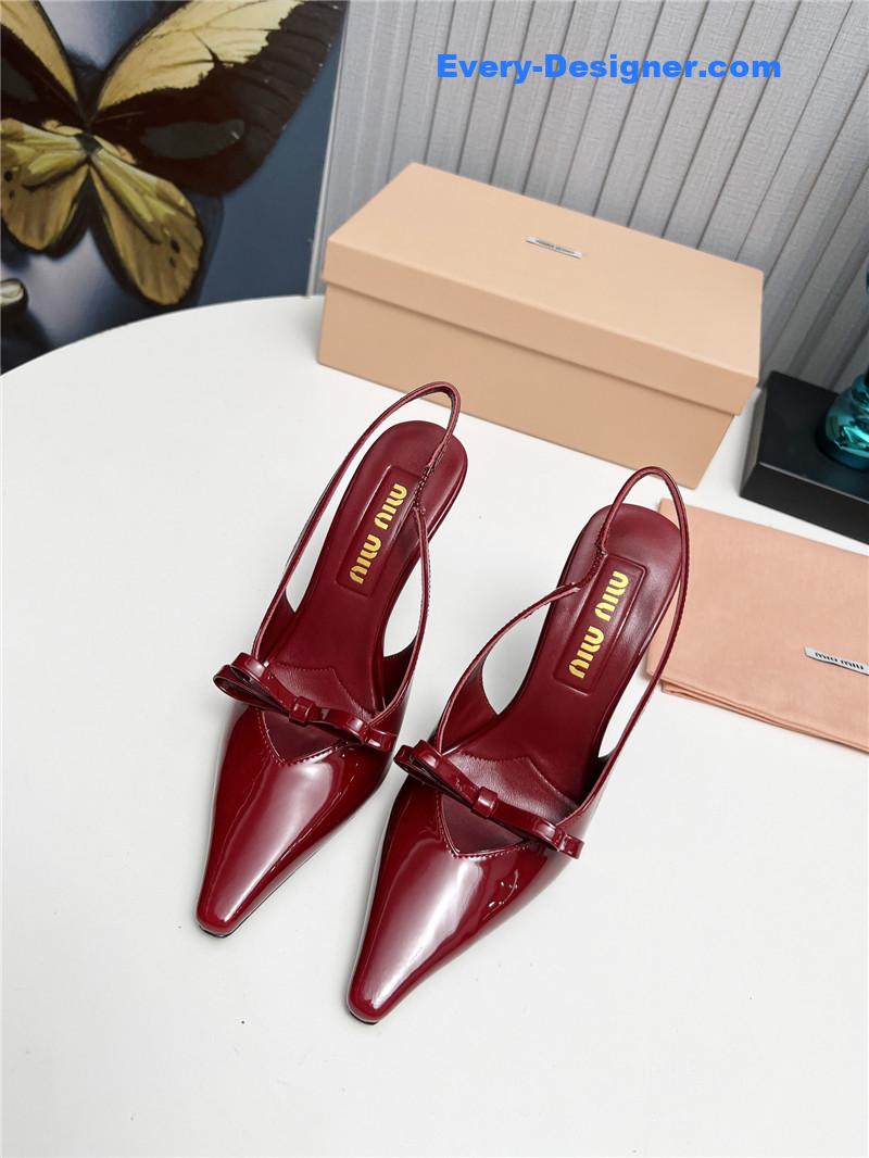 M1um1u new two-color stitching high-heeled sandals