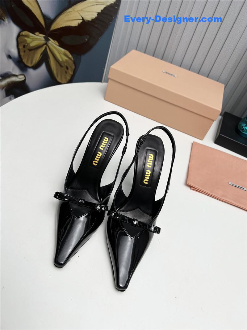 M1um1u new two-color stitching high-heeled sandals