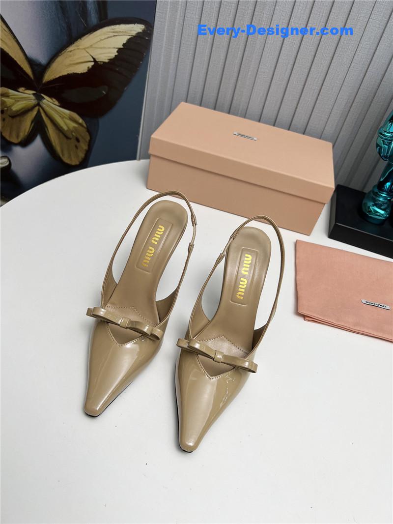 M1um1u new two-color stitching high-heeled sandals