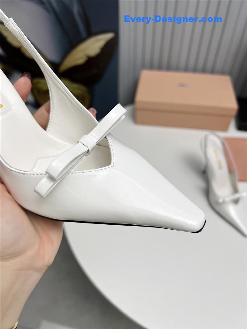 M1um1u new two-color stitching high-heeled sandals