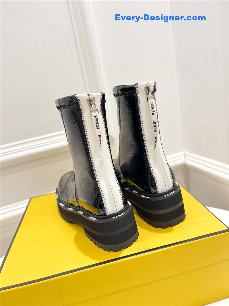 F**di patent leather platform ankle boots