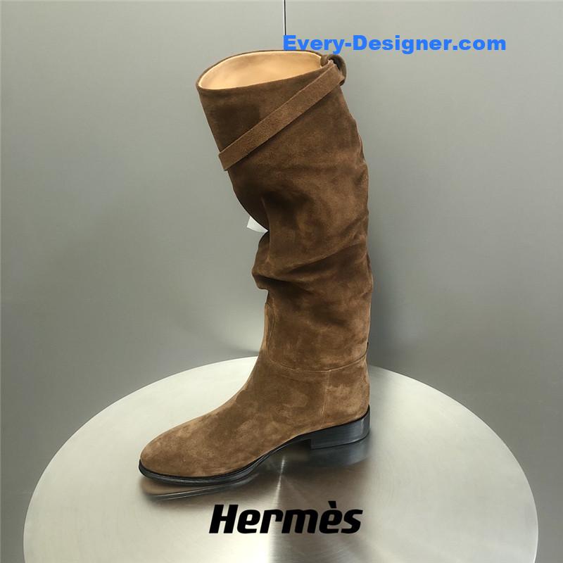 H**me5 brown suede knee-length boots