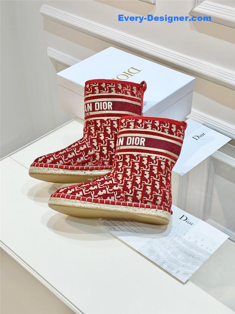 D10r red velvet monogram granville flat espadrille boots