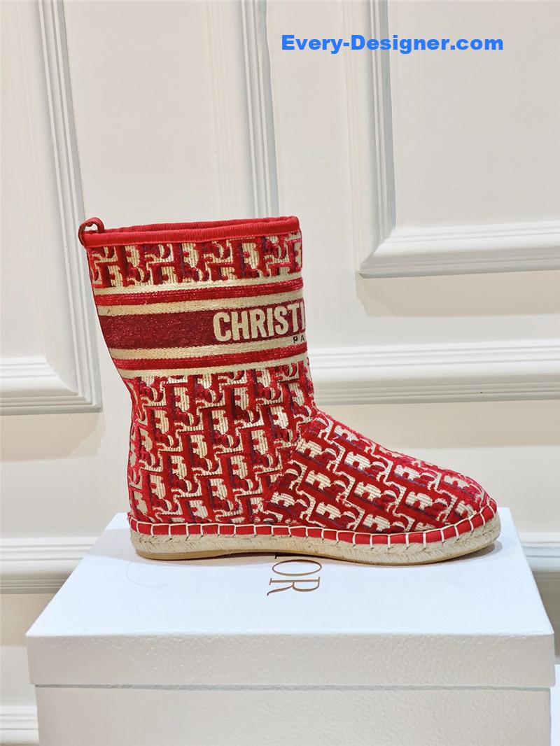 D10r red velvet monogram granville flat espadrille boots