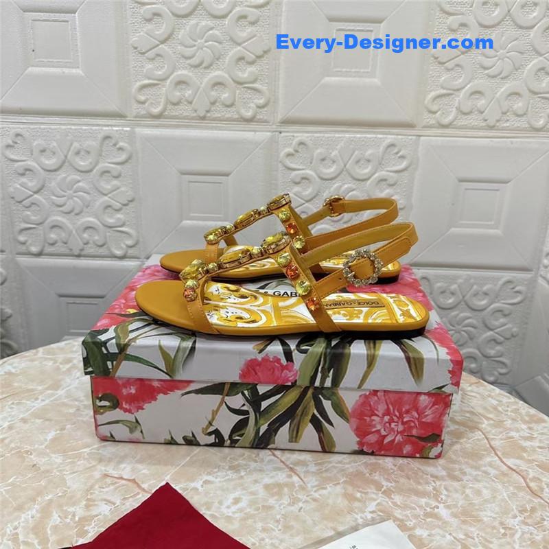DG Stone Embellished Yellow Pattern Sandals