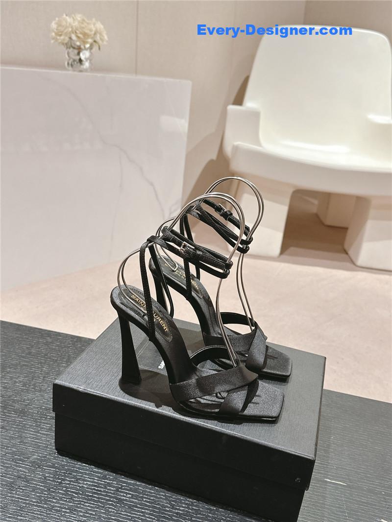 Sa1nt Lau*nt corinne black satin crepe sandals