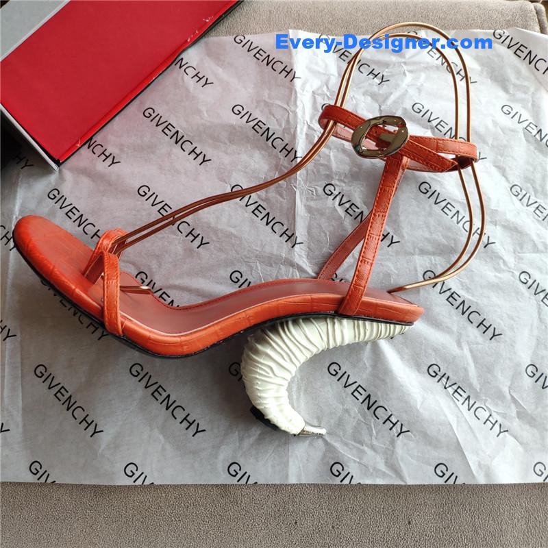 Givenchy Triple Toe Horn Slingbacks Red and White