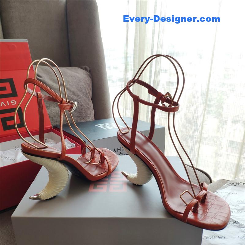 Givenchy Triple Toe Horn Slingbacks Red and White