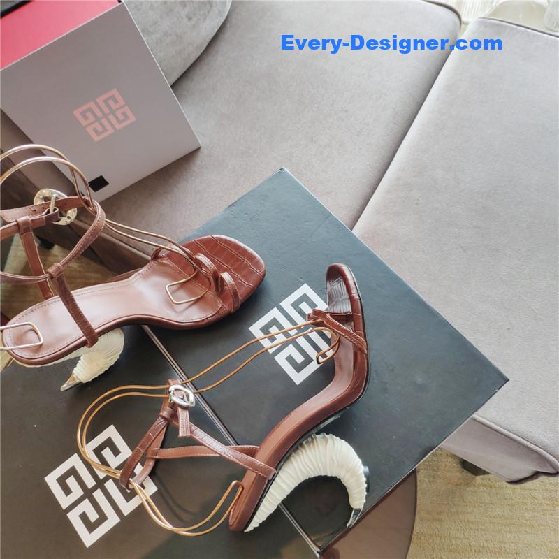 Givenchy Triple Toe Horn Slingbacks Brown and White