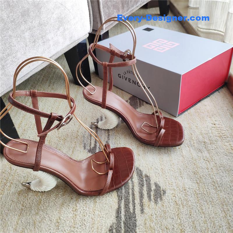 Givenchy Triple Toe Horn Slingbacks Brown and White