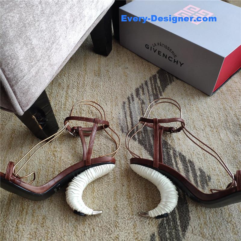 Givenchy Triple Toe Horn Slingbacks Brown and White