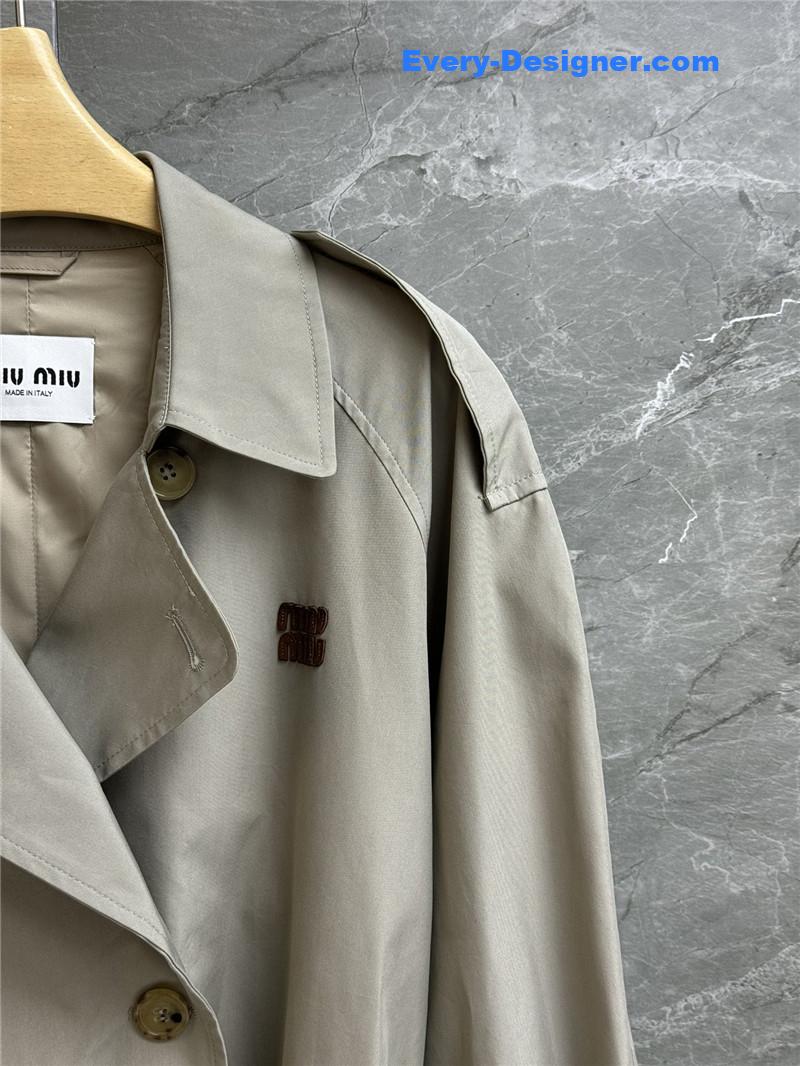 M1um1u double-breasted long trench coat replicas clothes