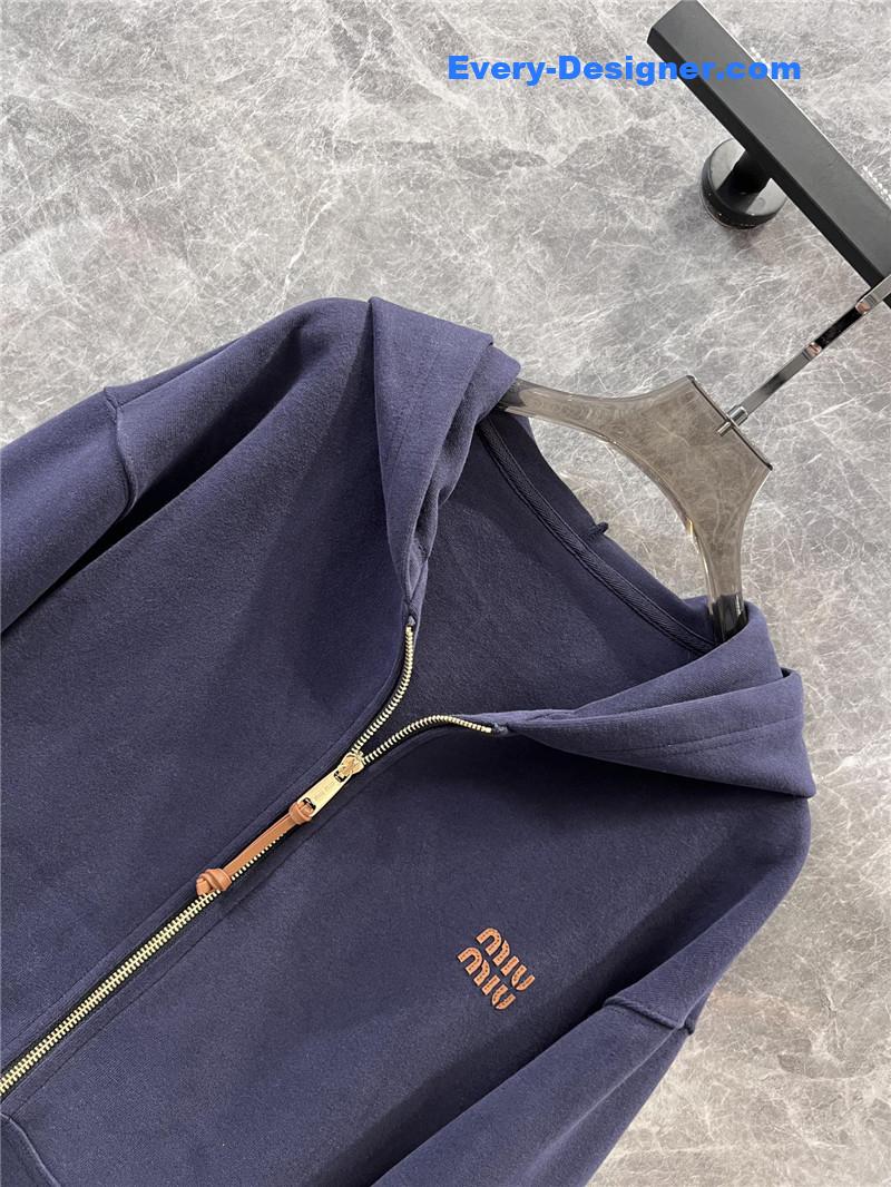 M1um1u loose zipper hooded jacket replica clothing sites