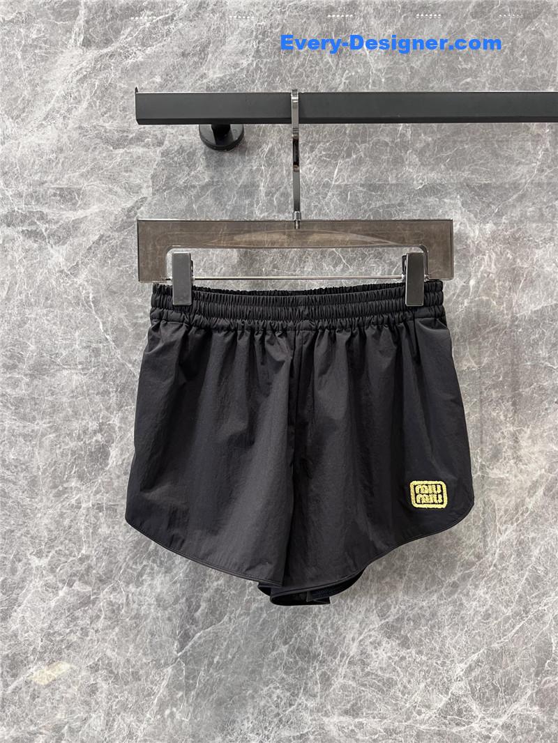 M1um1u zipper jacket + sports shorts set replica clothes
