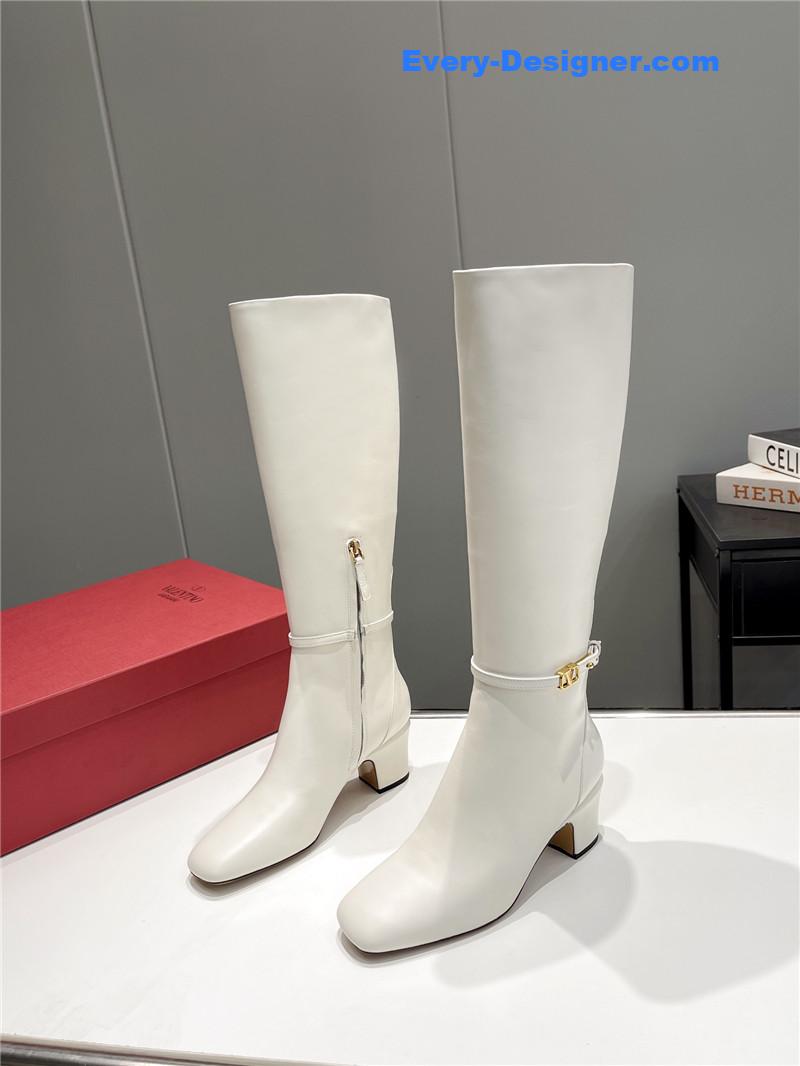 Va1e*ntin0 garavani white tan-go keen high boots
