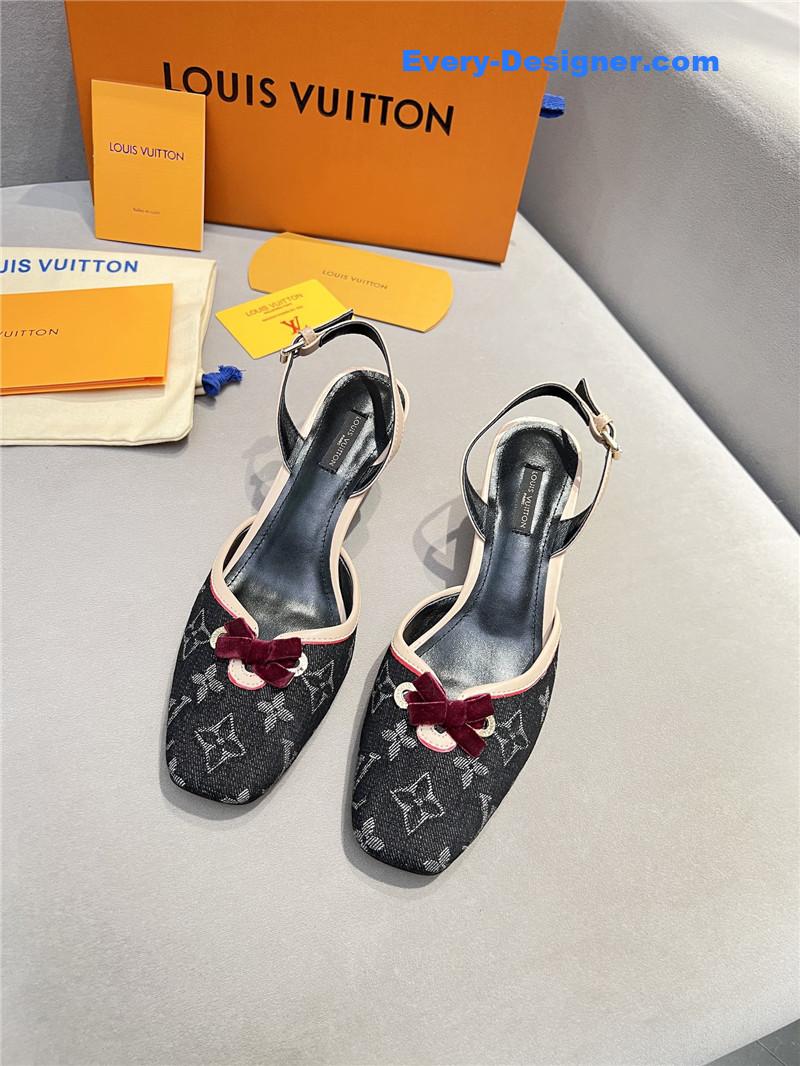 l0vis Vvtt0n neo slingbacks monogram denim black pumps