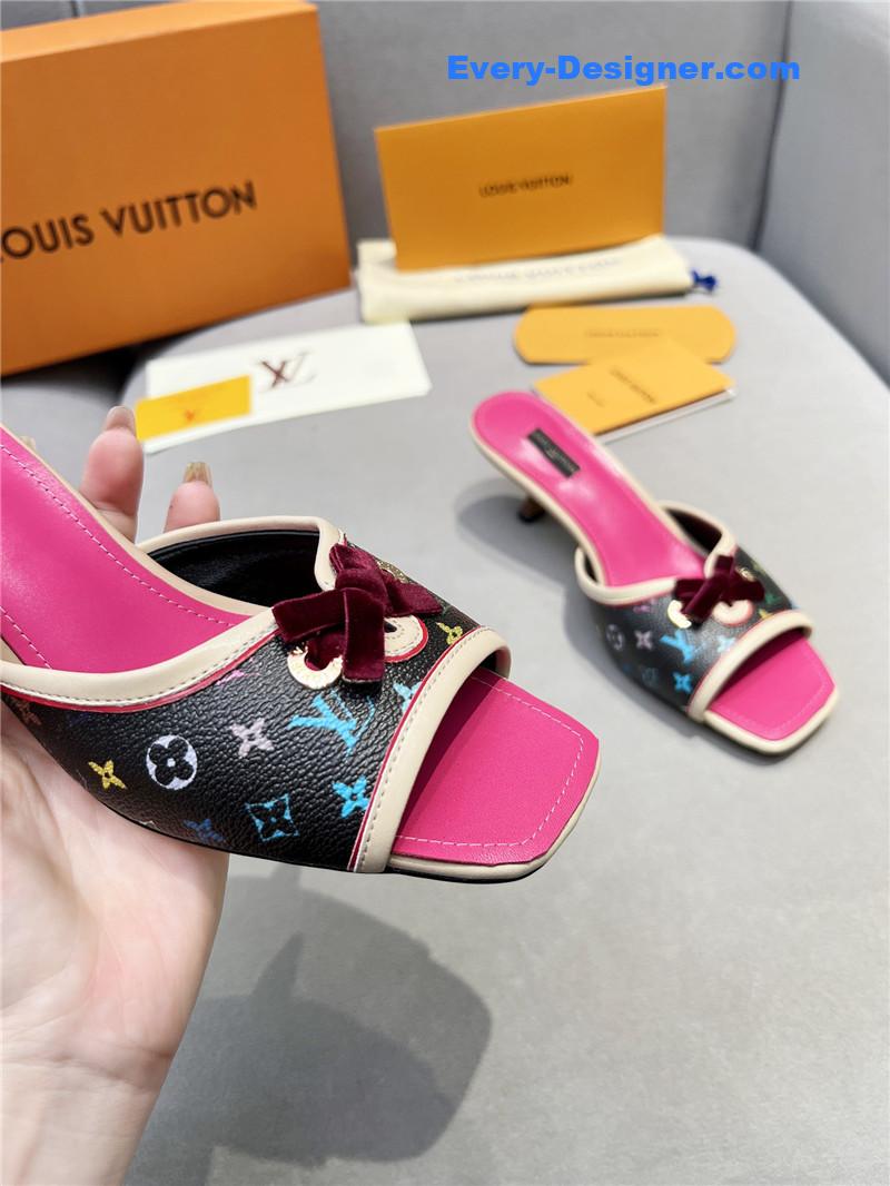 l0vis Vvtt0n neo revival mules printed calfskin pink black