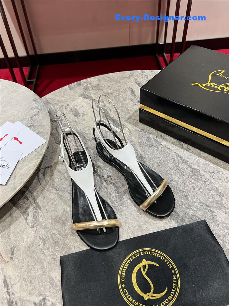 Chr1st1an louboutin athina flat sandals black white