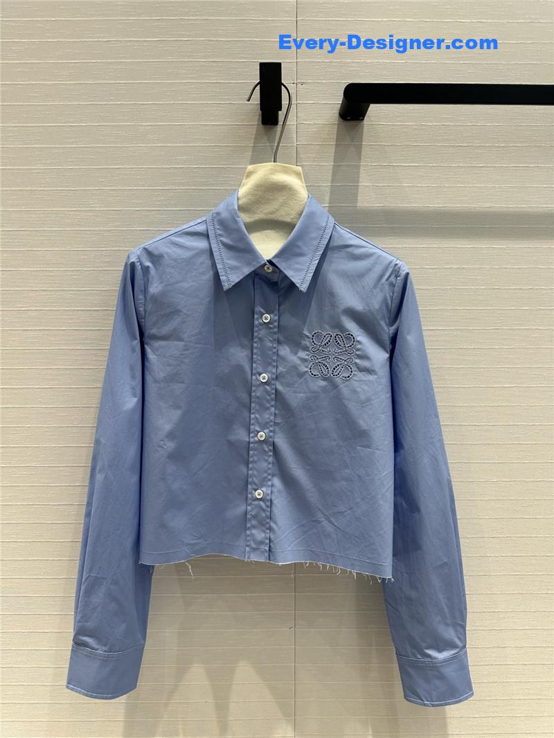 L0ew* hollow embroidery short shirt replica clothing sites