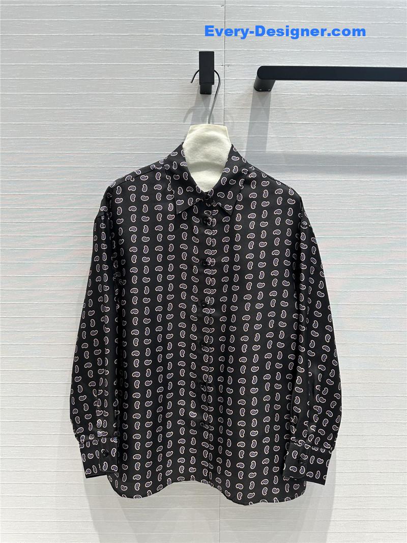 Pra*a cashew print silk shirt replicas clothes