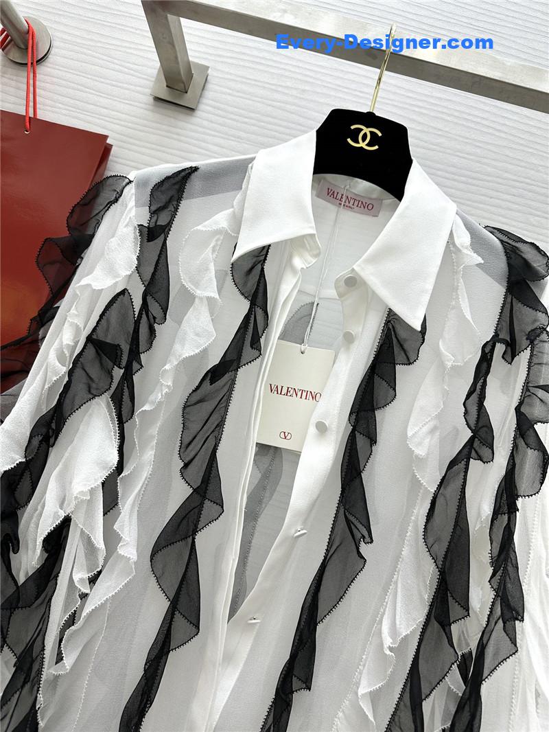 Va1e*ntin0 ruffle trim silk shirt replica d&g clothing