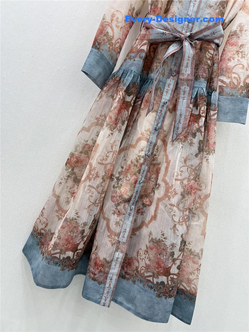zimm ethnic print floral pattern dress replica clothes