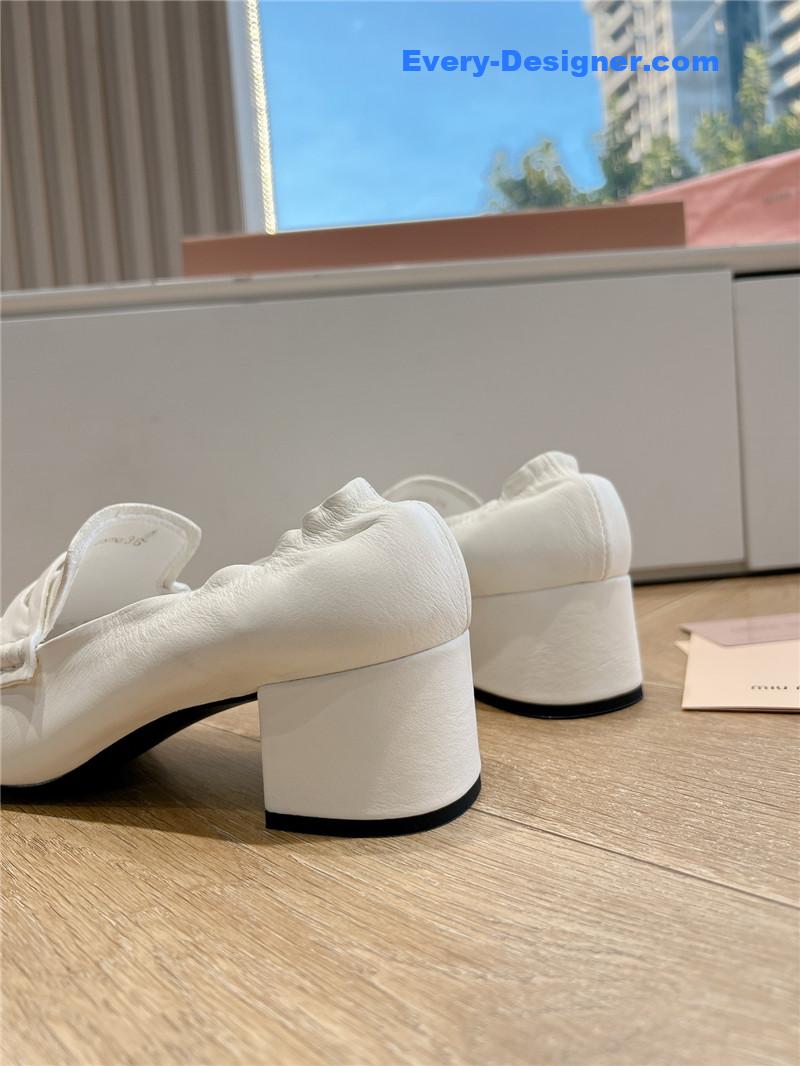 Miu Miu White Nappa Leather Loafers
