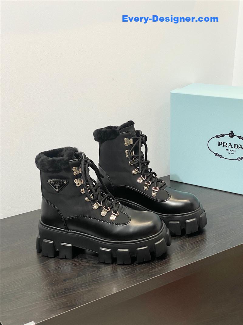 Pra*a monolith nylon shearling hiker boots