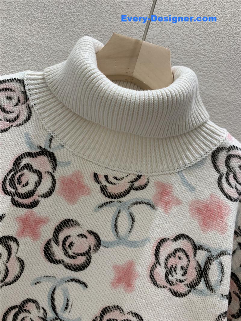 Ch**el printing turtleneck knit sweater