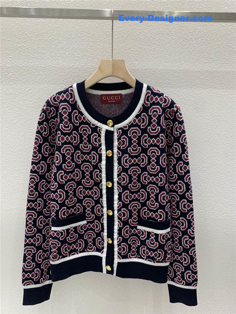 Gvc*1 retro jacquard cardigan red