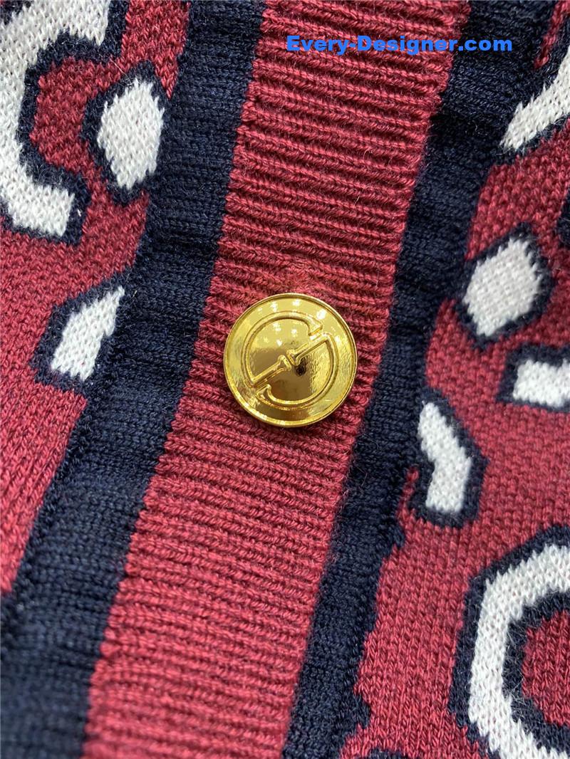 Gvc*1 retro jacquard cardigan red