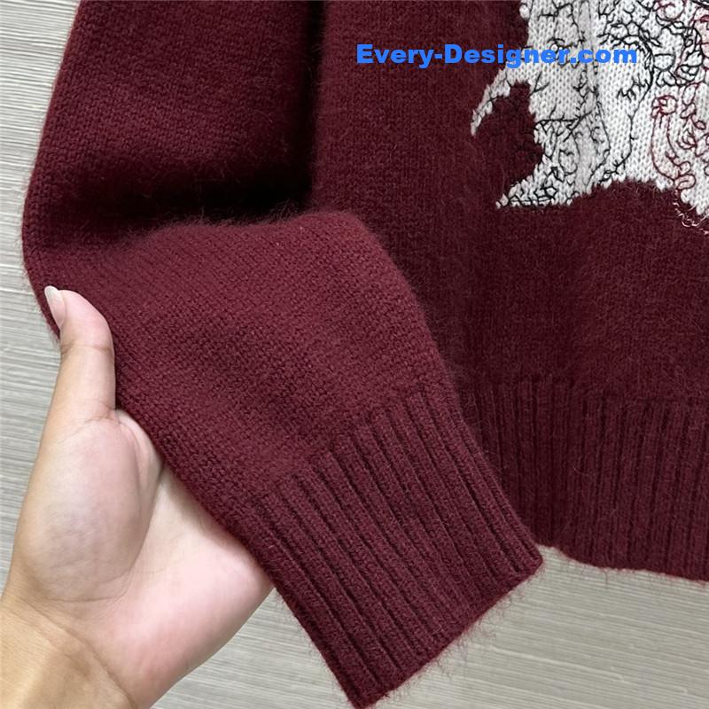 D10r embroidered wool sweater red