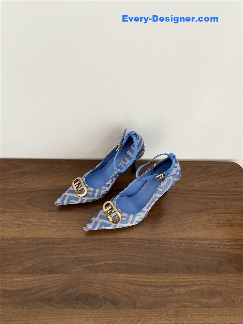 F**di colibri ff cotton high heels blue