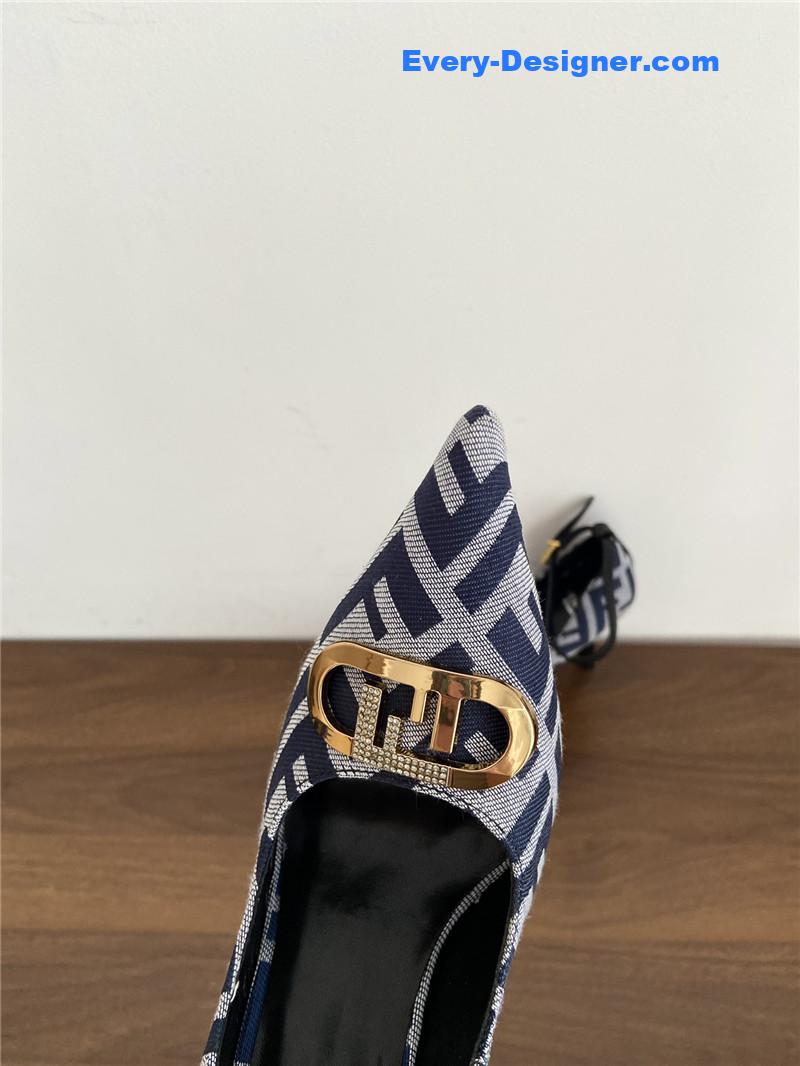 F**di colibri ff cotton high heels navy