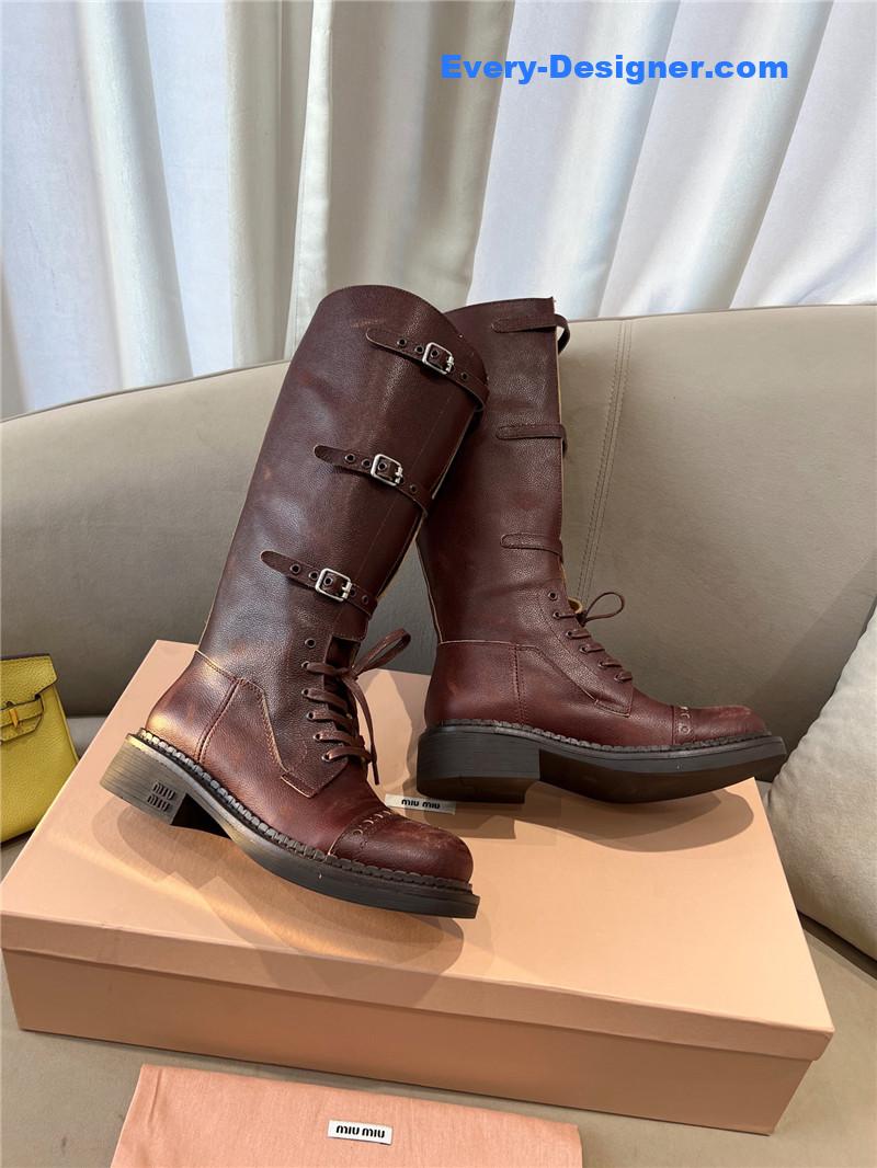 Miu Miu Runway Lace-Up Leather Boots