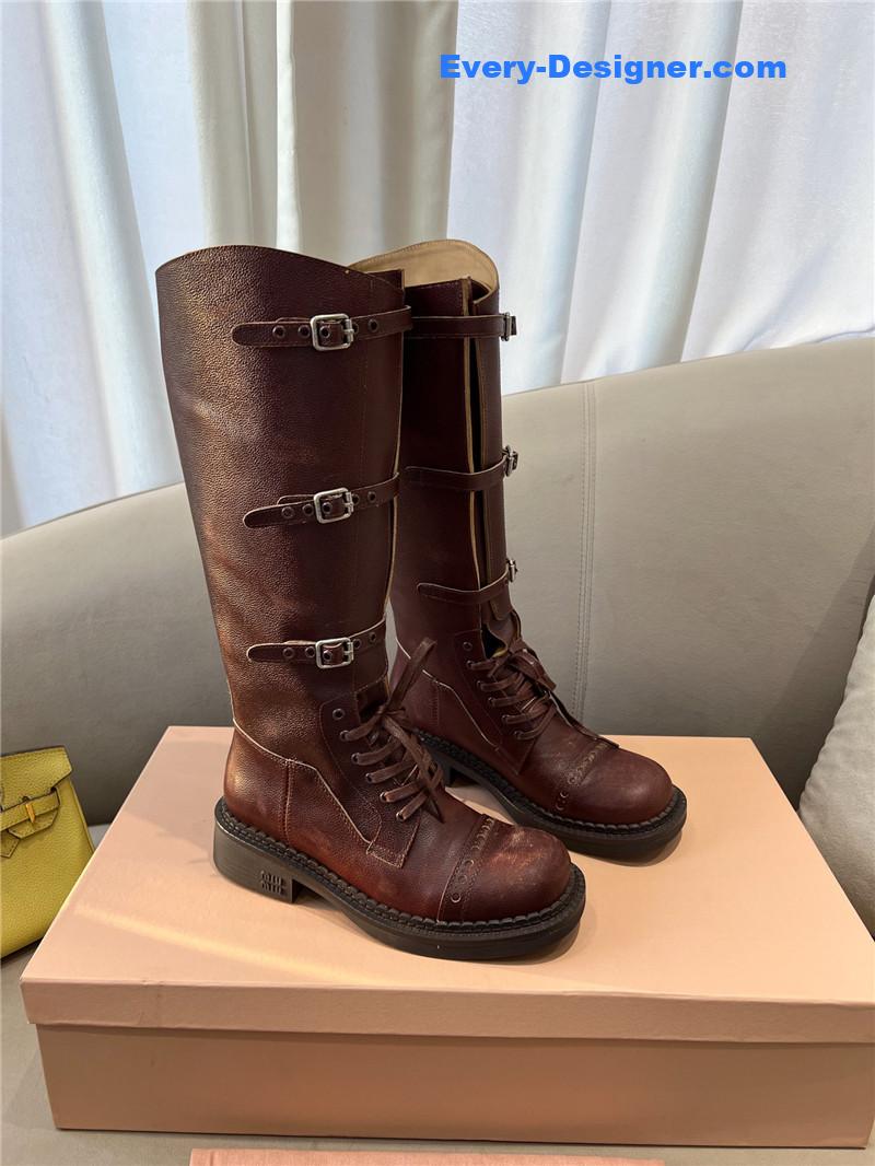 Miu Miu Runway Lace-Up Leather Boots