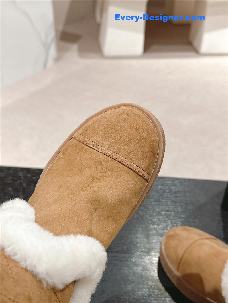 Ch**el logo brown suede long snow boots