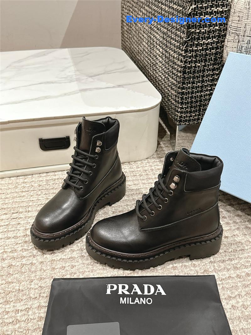Pra*a leather platform ankle boots