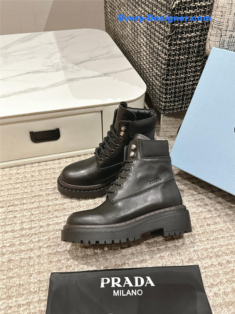 Pra*a leather platform ankle boots